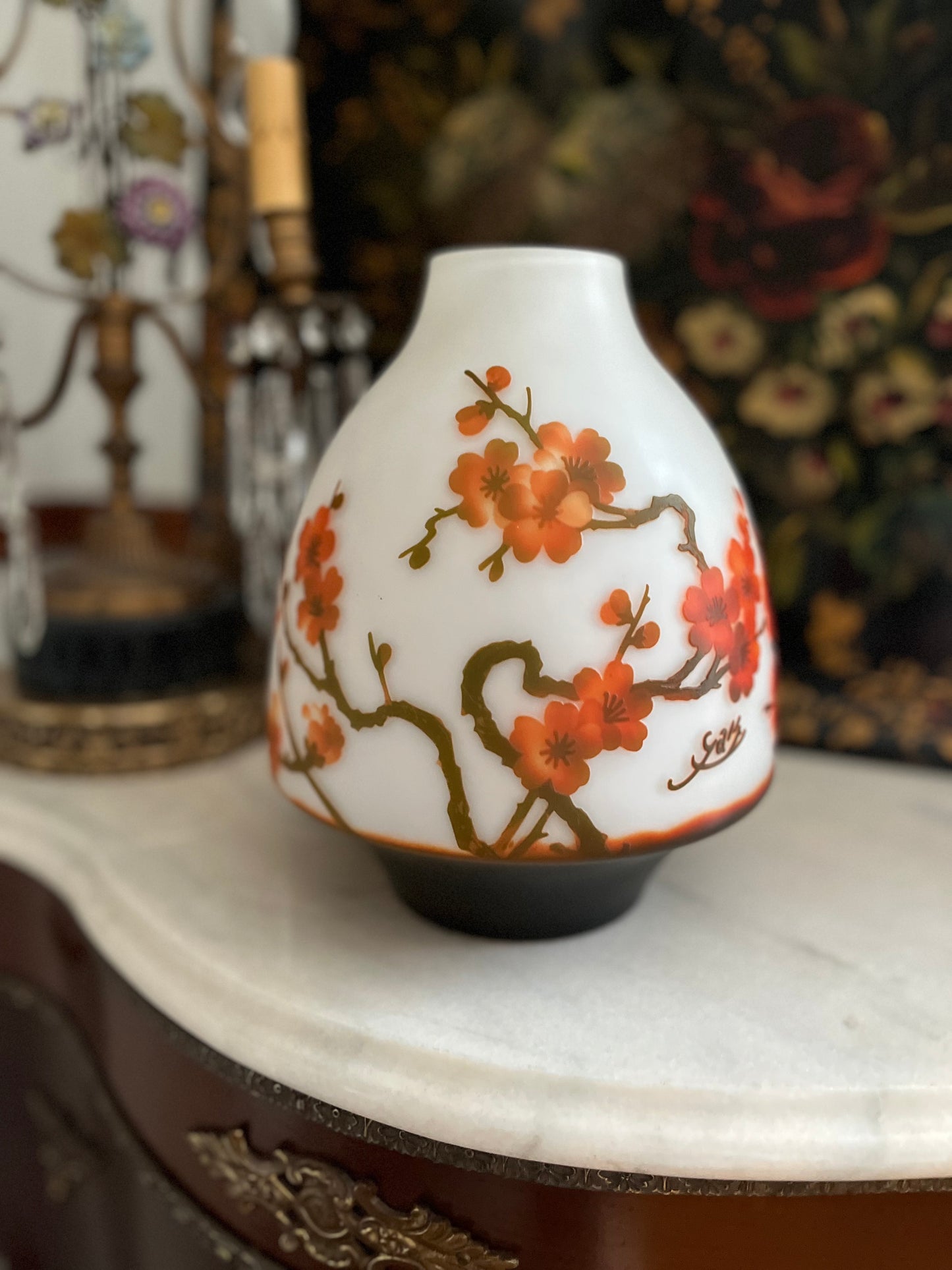 Stunning French Cameo Blossom Vase After Gallé