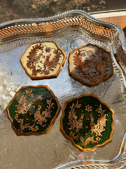 Lovely handmade coasters reverse painted glass from Peru!