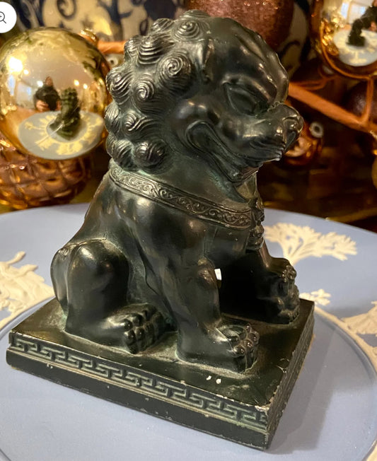 Vintage carved foo dog dragon figurine.