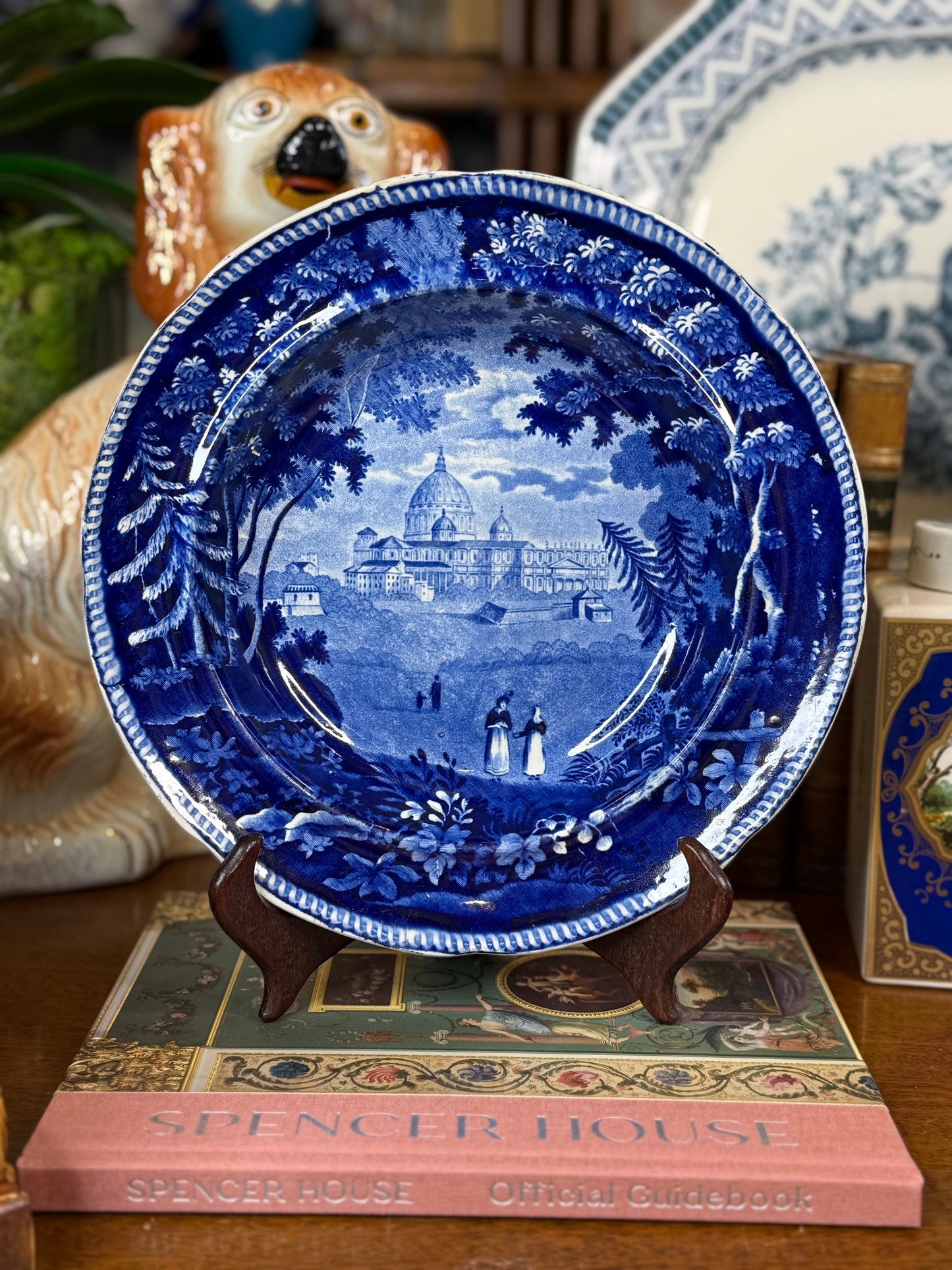 Antique Enoch Wood & Sons Historical Blue Transferware Plate | Italian Scenery St. Peter’s Rome | c.1820s | 10”