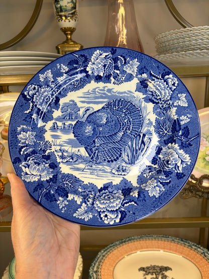 Beautiful Woods Burlsem blue and white turkey plate!
