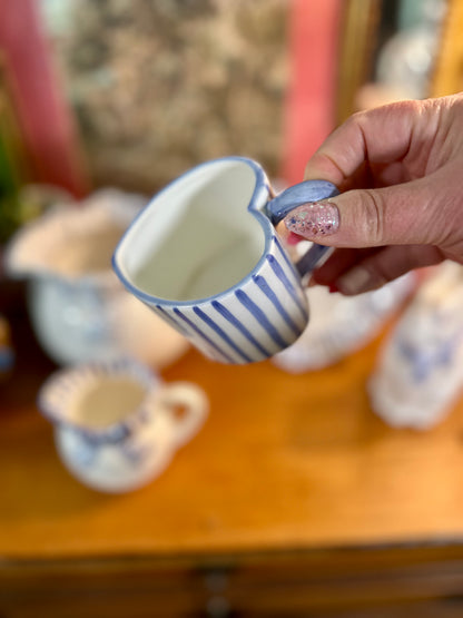 Vintage Haldon Group Heart Shaped Mug | Blue & White Stripe | 1990