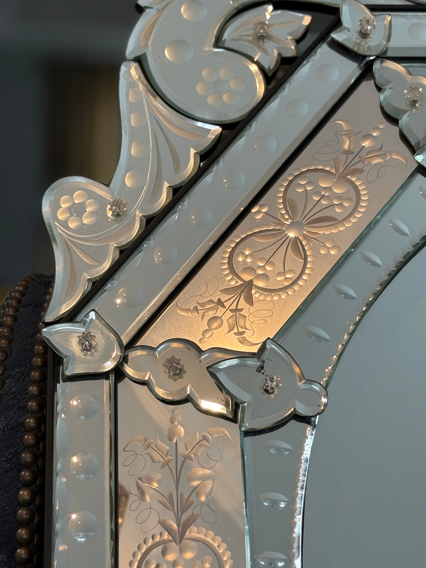 Exquisite Venetian-Style Etched Glass Mirror