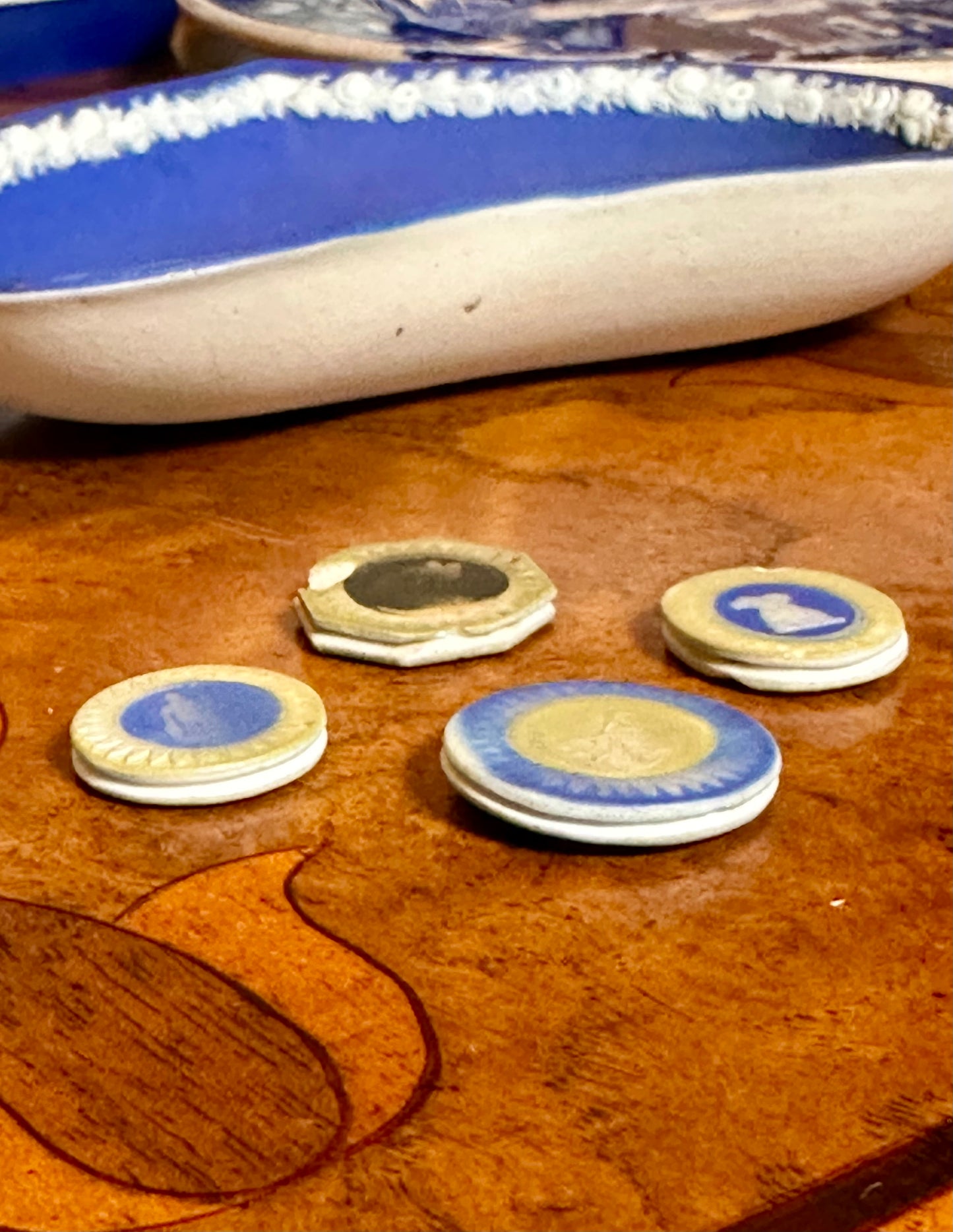 Four Rare Wedgwood Tricolor Jasper Cameo Medallions, Late 18th Century (c.1780–1795) – Sold Individually