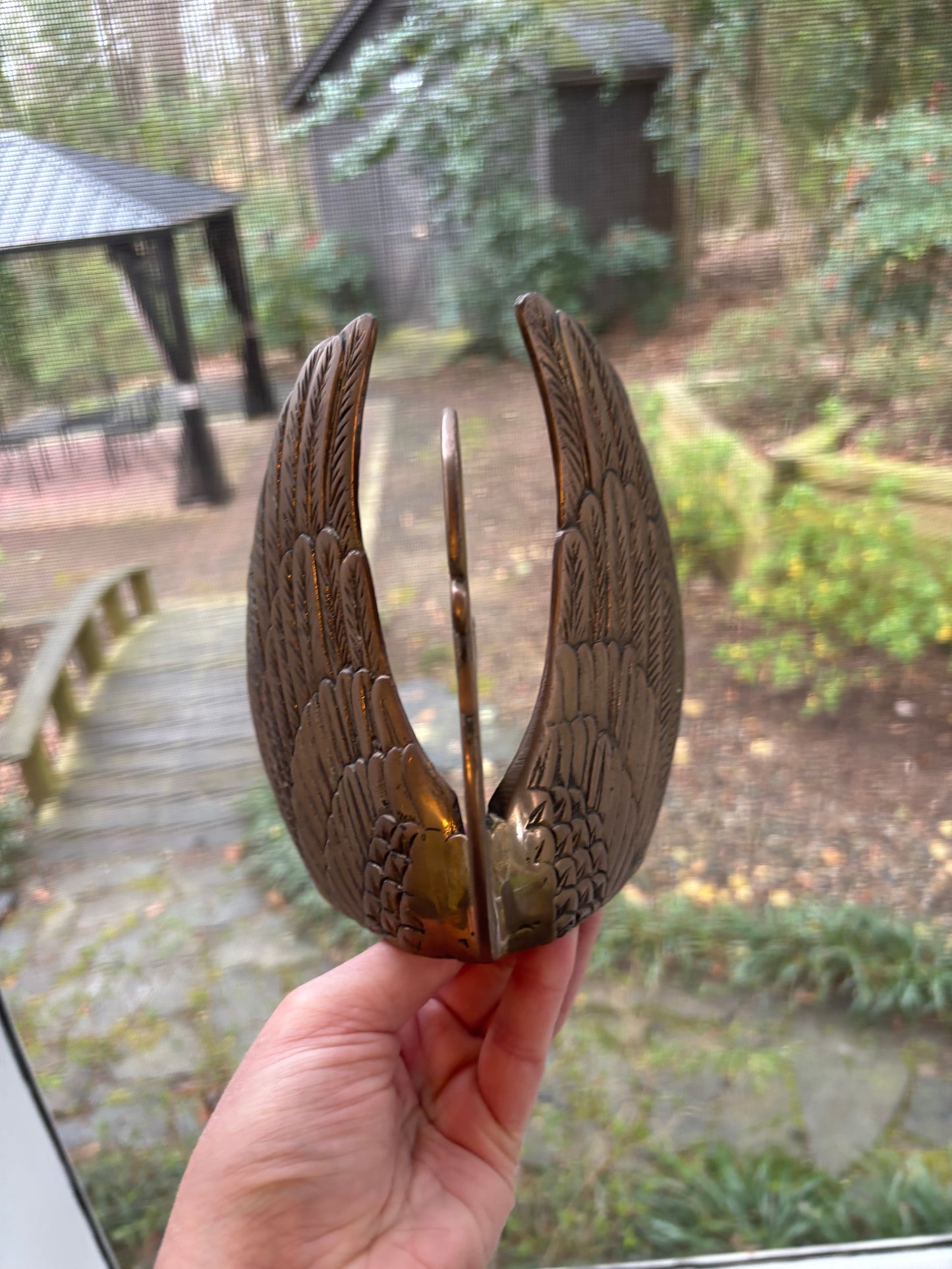 Beautiful brass swan decor!