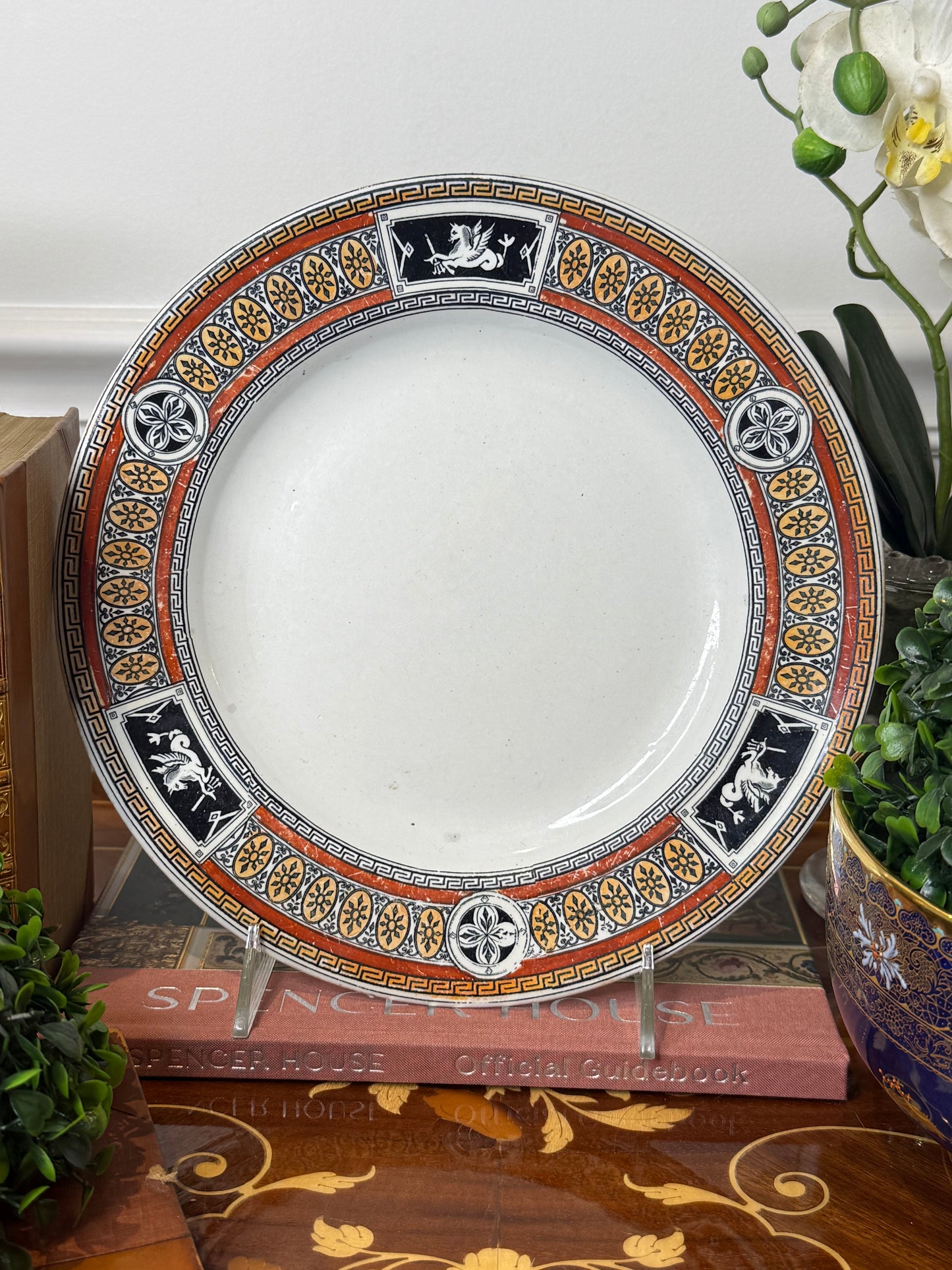 RESERVED - CASEY - Antique Wedgwood Athena Dinner Plate | Aesthetic Movement Transferware | England | 10”