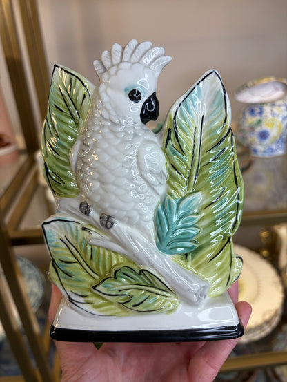 Beautiful Fitz and Floyd cockatoo napkin or letter holder!