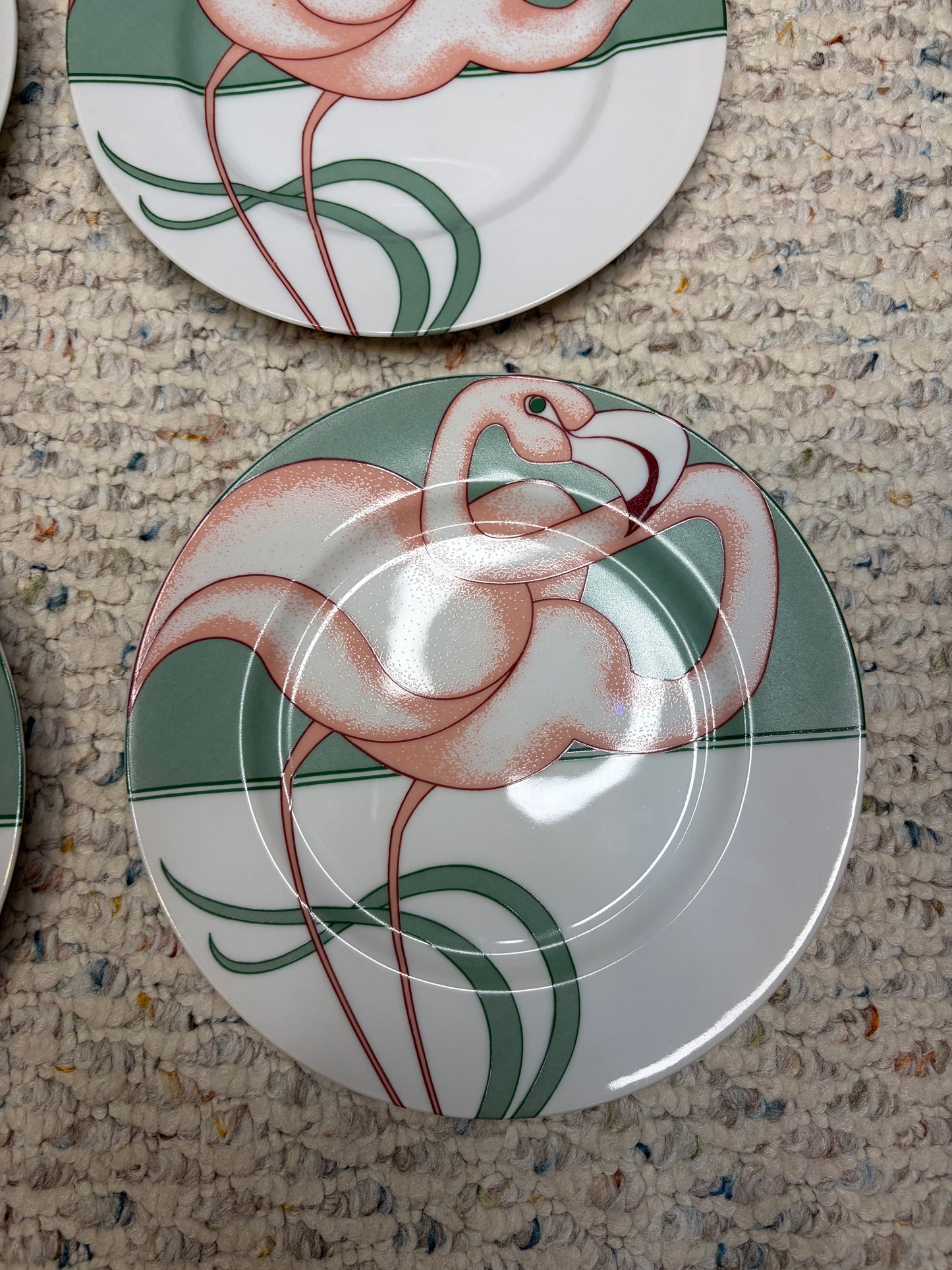 Lovely Fitz and Floyd flamingo plates set of 4!