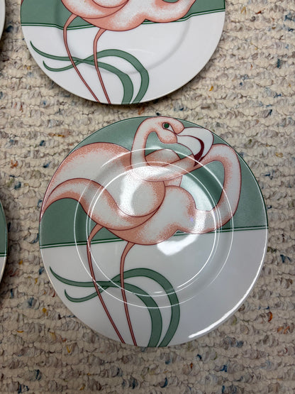 Lovely Fitz and Floyd flamingo plates set of 4!