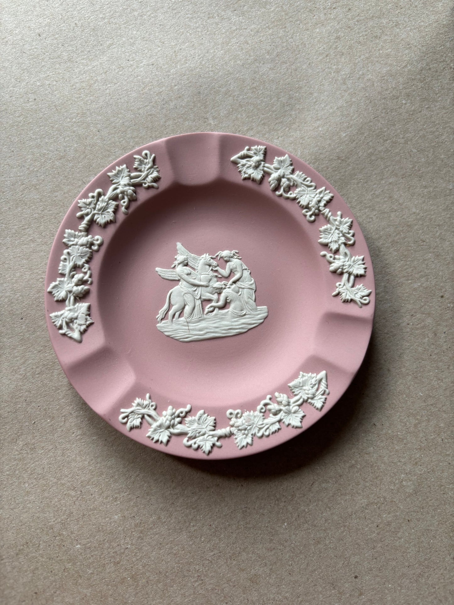 Cream pink Wedgwood 4.5” ornate dish ashtray