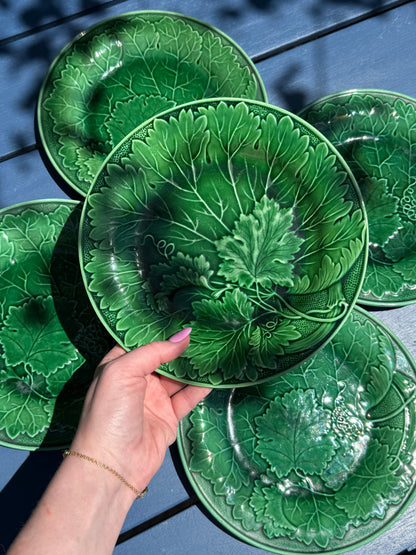 Antique (5) French Majolica Plates | 9" Diameter | Style DA4480