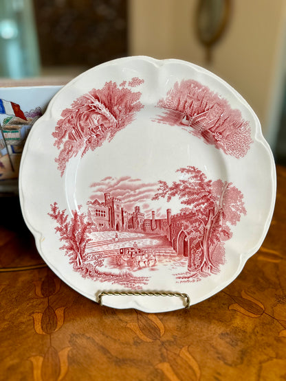 Vintage Johnson Bros. “Haddon Hall” Red Transferware Plate | 10”