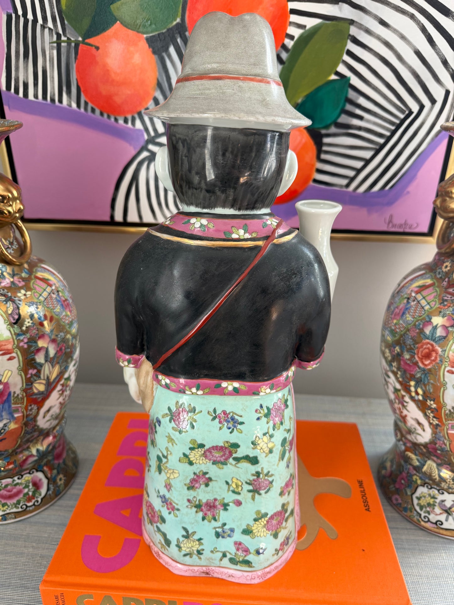 Vintage Chinese “Wise Man” Famille Rose 18” Statue