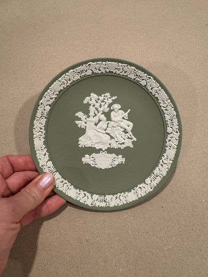 Wedgwood sage green Jasperware My Valentine Plate 1986