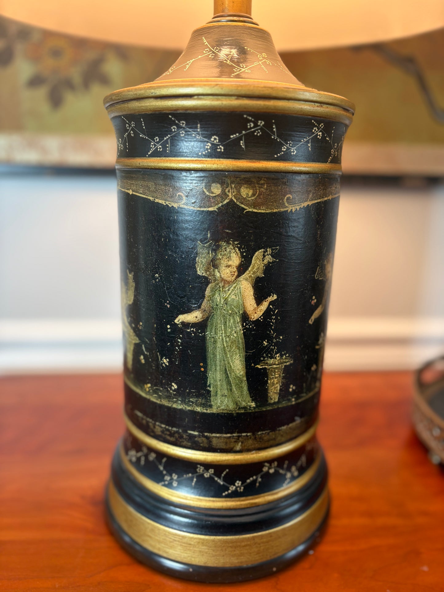 Fabulous Chinoiserie Table Lamp with Silk Shade