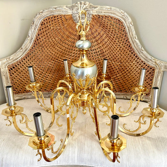 Massive show stopping silver & gold bow and tassel  vintage chandelier