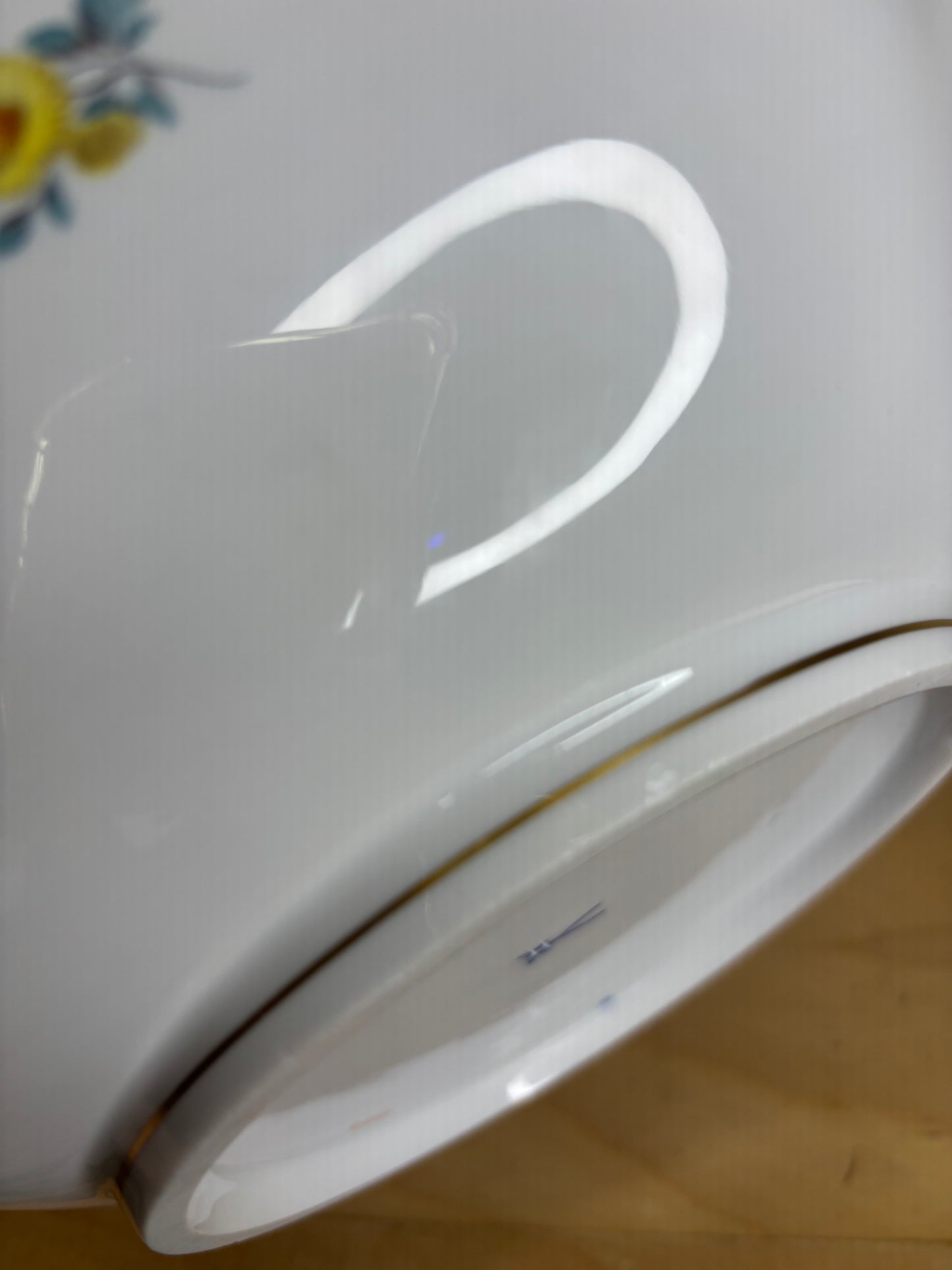 Lovely Meissen floral bowl with gold rim and embossed designs!