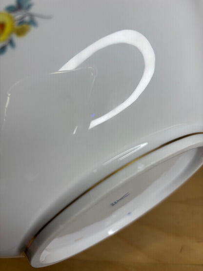 Lovely Meissen floral bowl with gold rim and embossed designs!