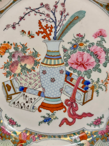 Pristine rose medallion stunning vintage chinoiserie floral plate 10d