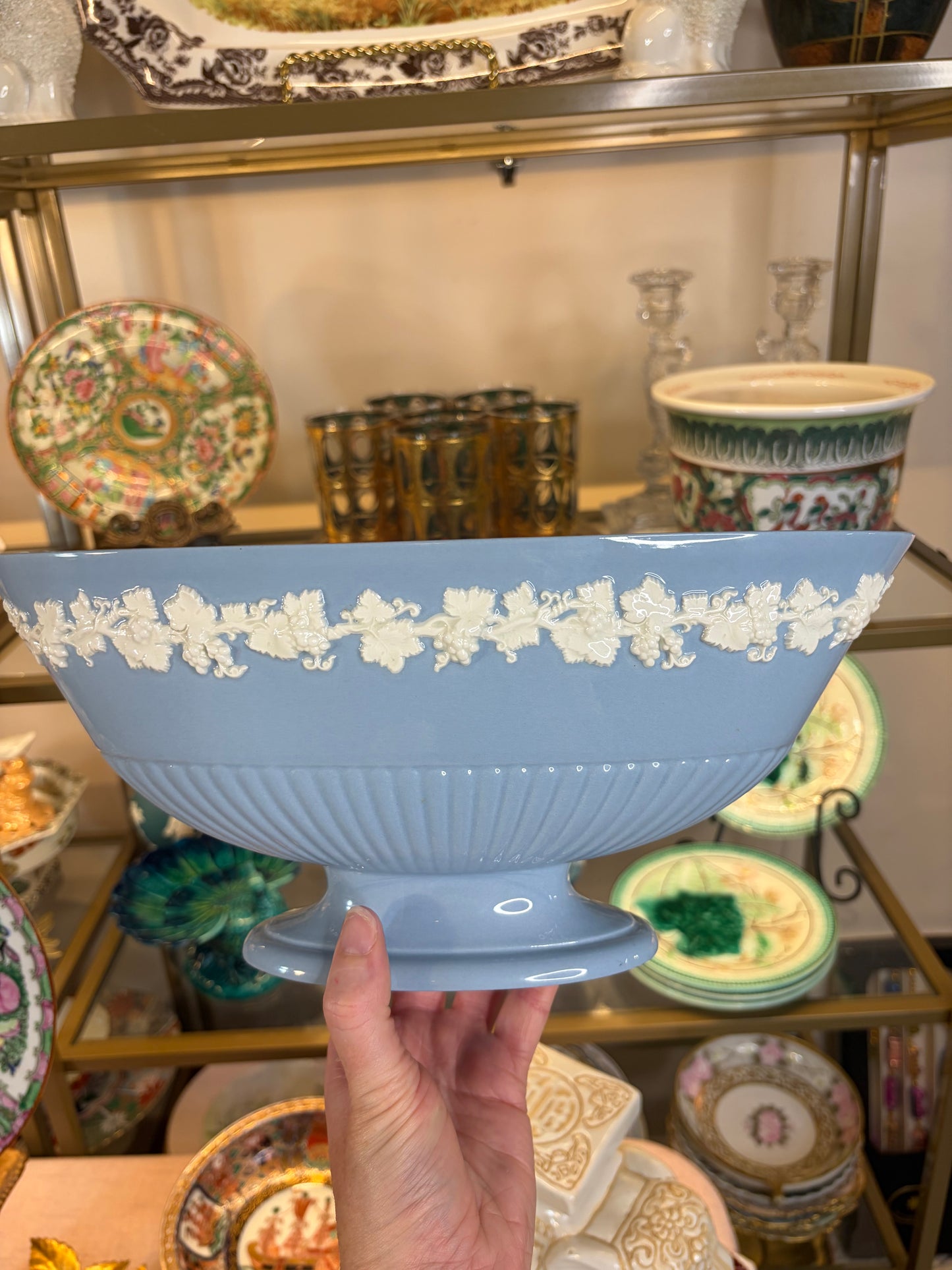 Gorgeous Wedgwood Queen’s ware oval centerpiece bowl!