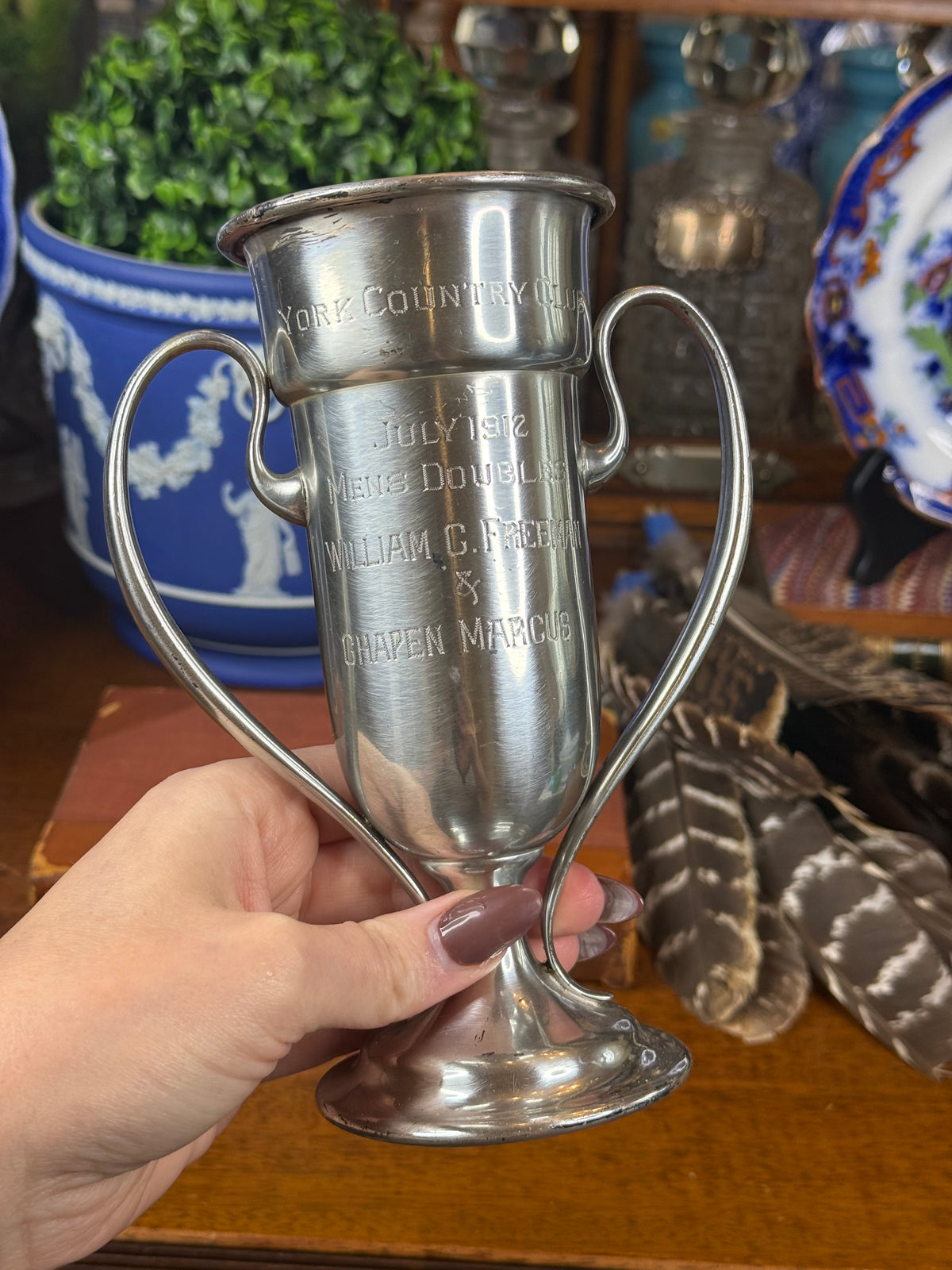 Smith, Patterson & Co. York Country Club Men’s Doubles Tennis Trophy | York, Maine | July 1912 | 7” H × 5.5” W