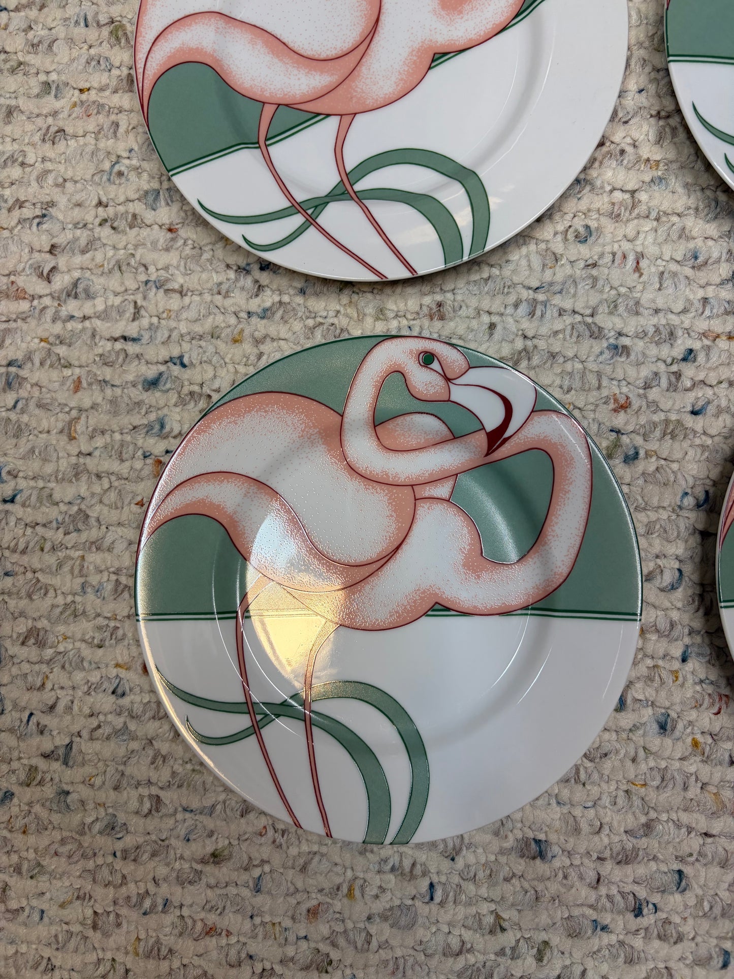 Lovely Fitz and Floyd flamingo plates set of 4!