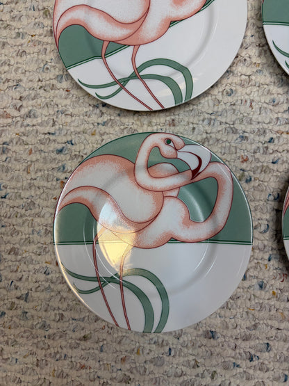 Lovely Fitz and Floyd flamingo plates set of 4!
