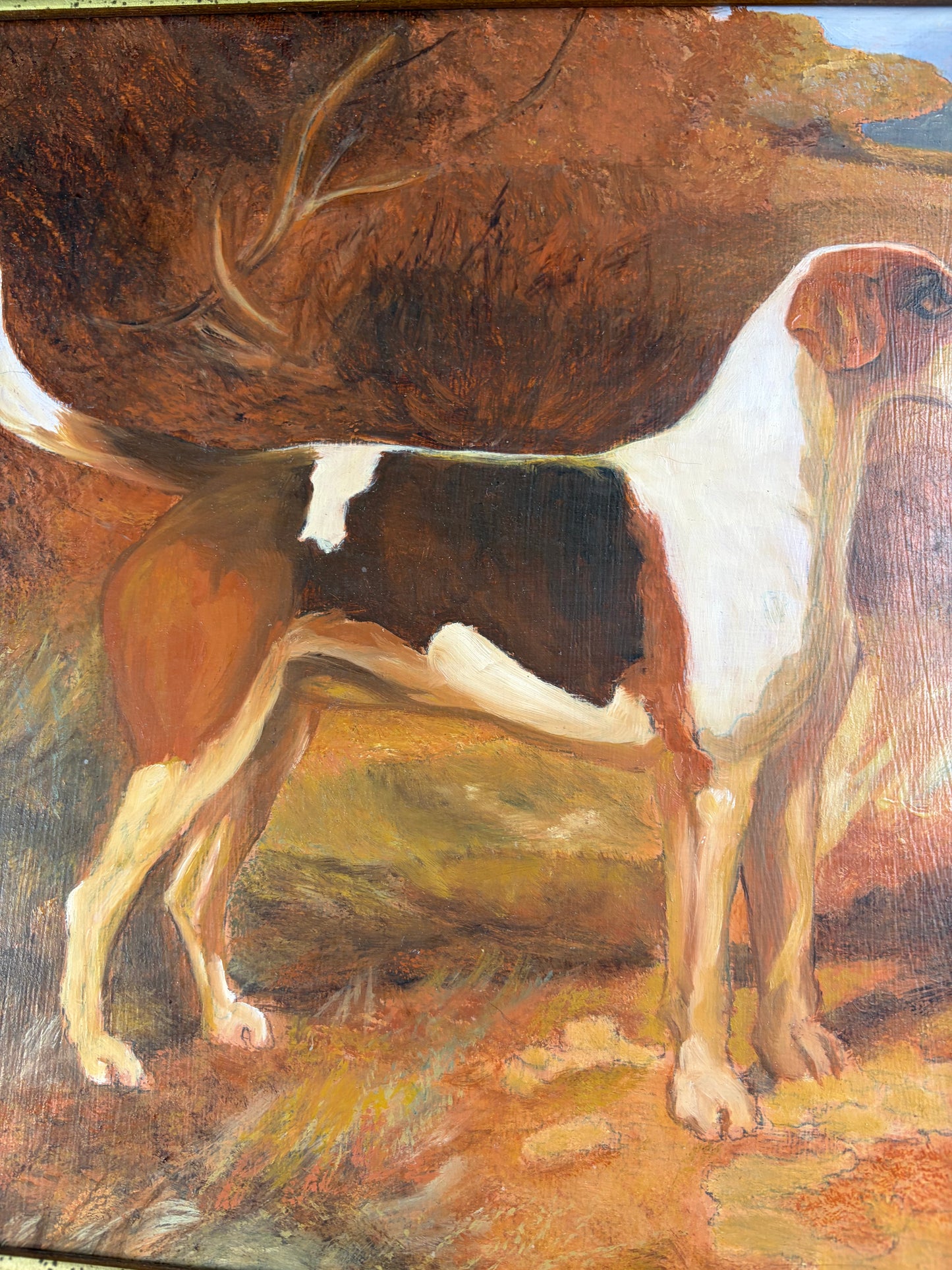 Sweetest reproduction dog painting on board! Signed!