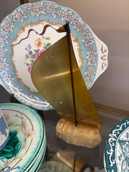 Signed John Demott brass sailing ship!