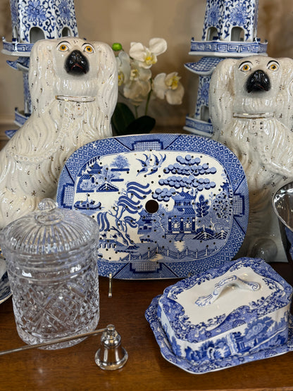 Victorian Blue Willow Transferware Drainer – 11.25” x 9”
