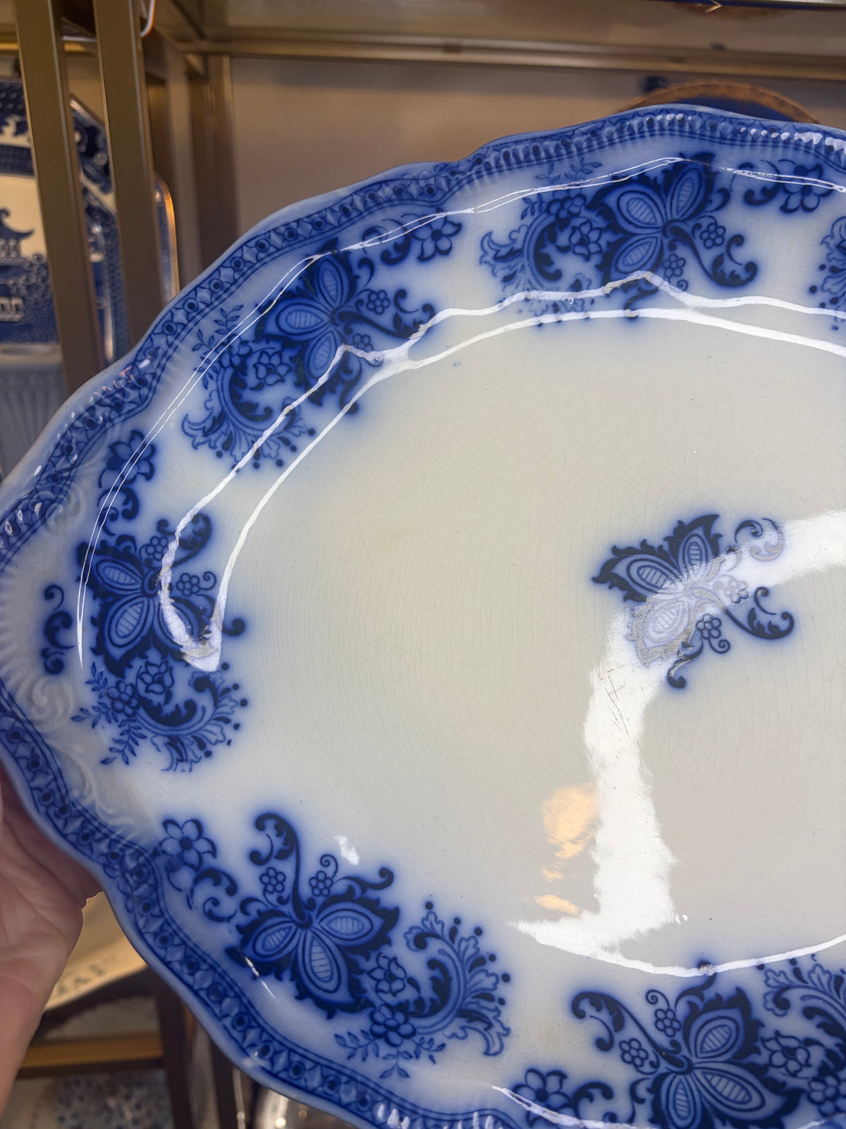 Antique Johnson Bros. Flow Blue Princeton platter! Circa 1900-1912
