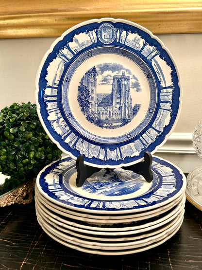 RARE Stunning SET OF 8 WEDGWOOD MIT MASSACHUSETTS INSTITUTE of TECHNOLOGY BLUE 10.5d  PLATES