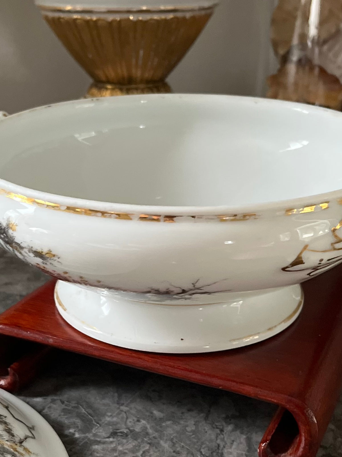 Live 09/22 Exceptional 19th C Haviland Limoges Hand-Painted Pastoral & Game Covered Vegetable Dish
