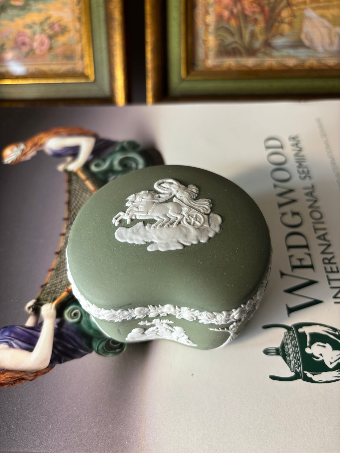 Wedgwood Jasperware Green trinket box!