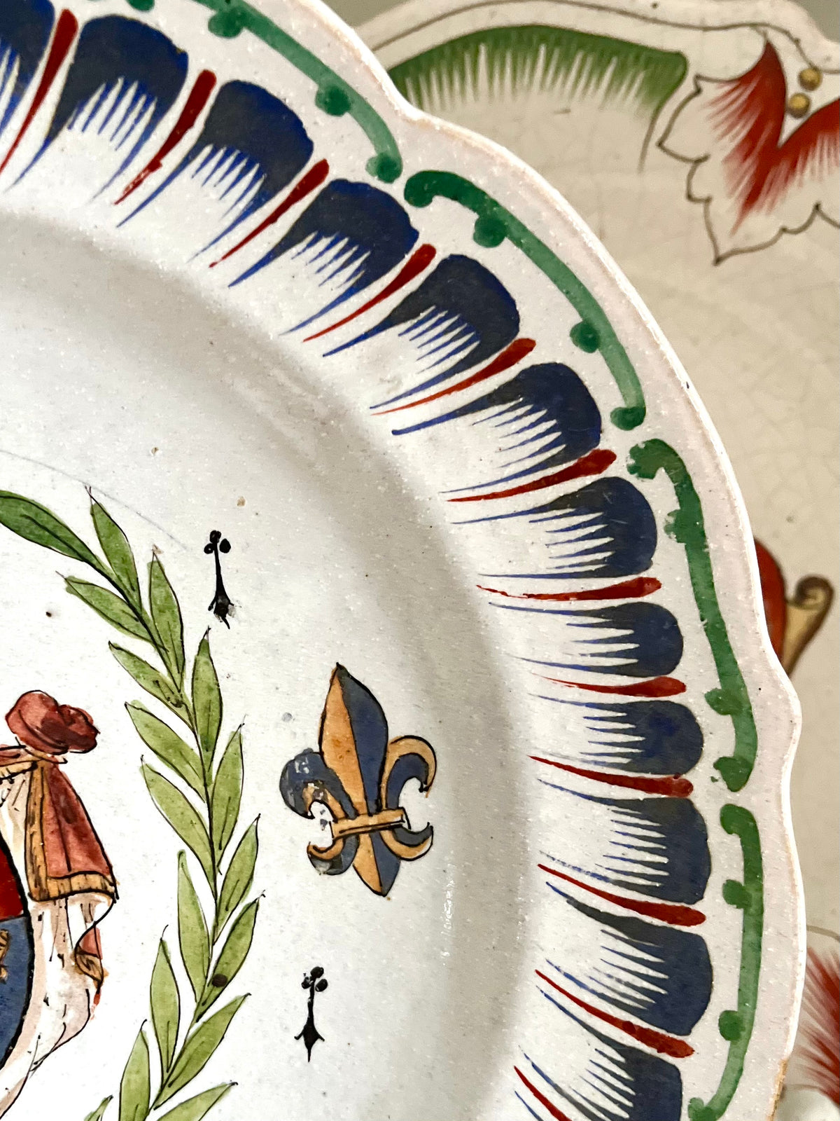 Live 09/29 Antique French Faience Royal Armorial Plate, Eagle & Fleurs-de-Lis, Ermine & Laurel, c. 1880–1920