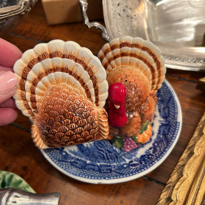 Whimsical thanksgiving tom turkey salt & pepper shaker set