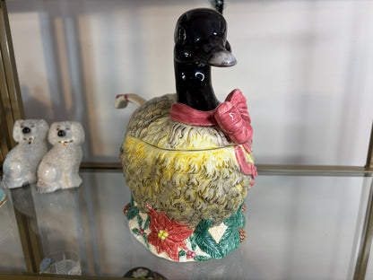 Beautiful Christmas goose tureen with ladle!