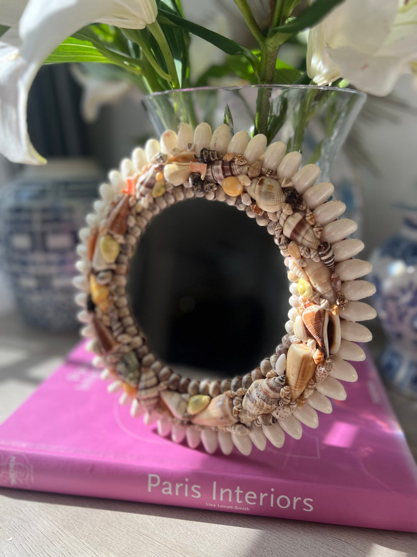 Vintage Sea Shell Wall Mirror with Hook