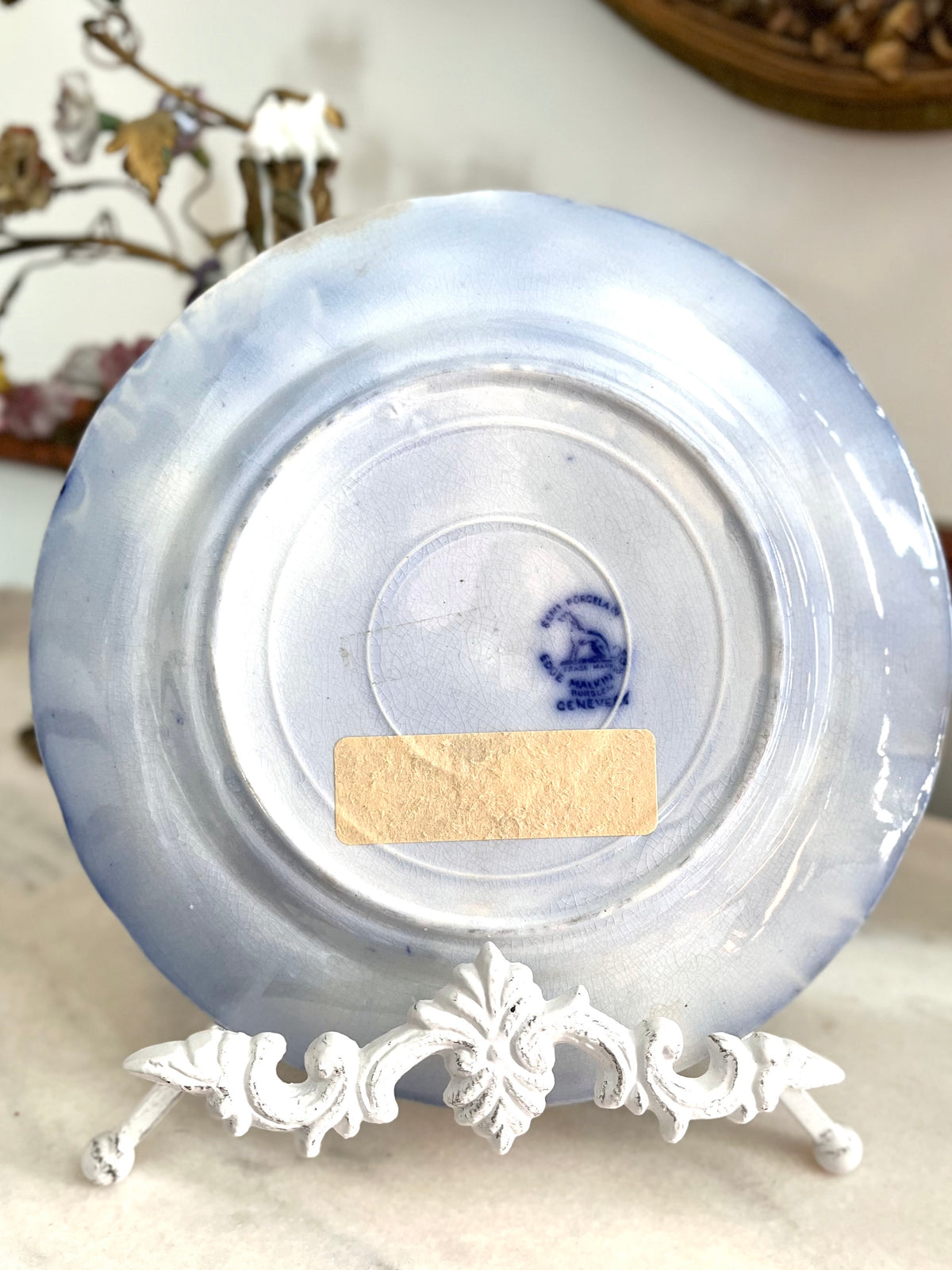 Antique “Genovese” Flow Blue Dinner Plate Circa 1873