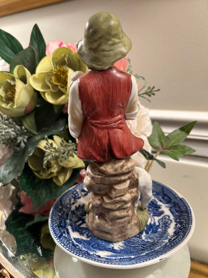 Staffordshire style boy & sheep figure statue from Lefton