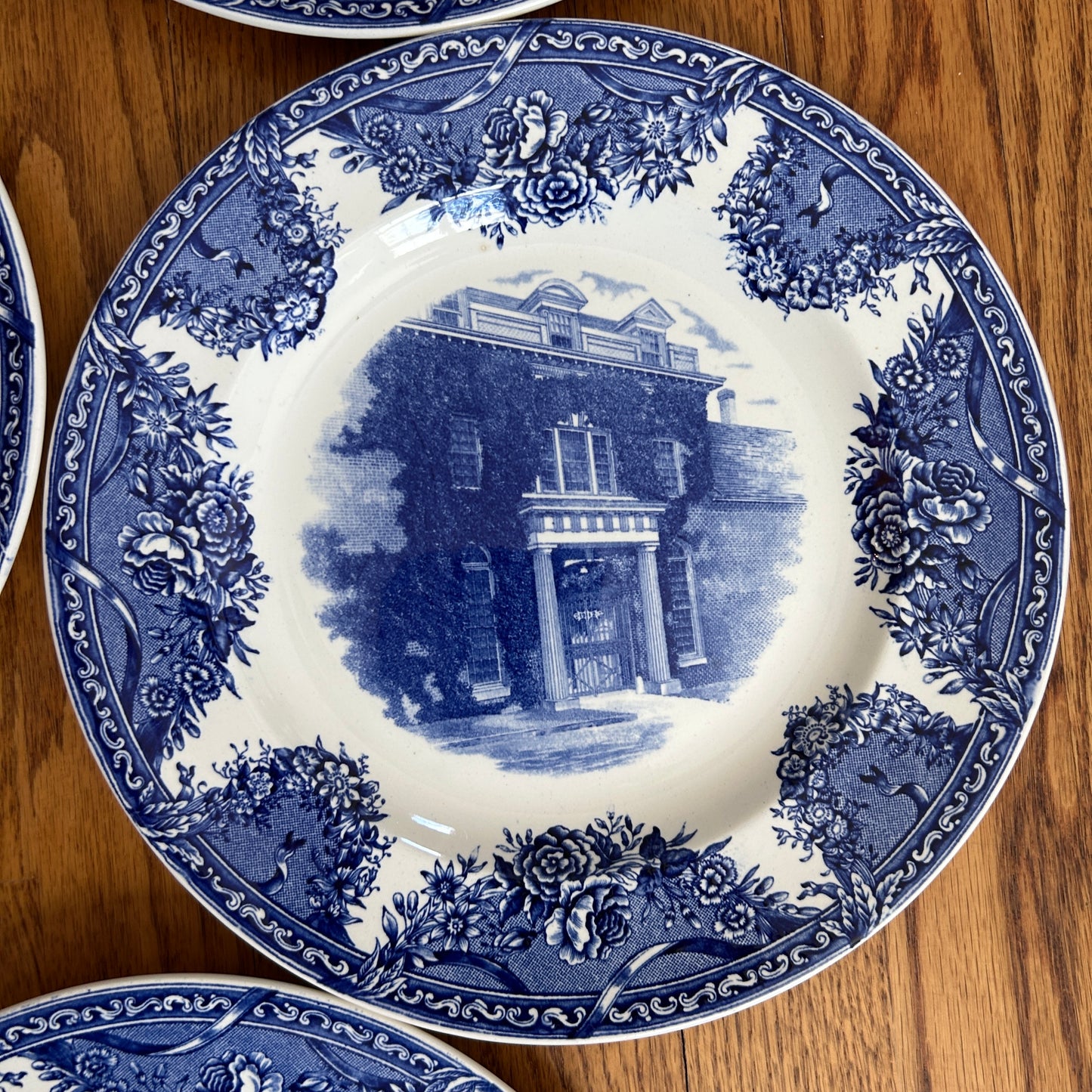 Stunning SET OF 8 WEDGWOOD SALEM COLLEGE BLUE 10.5d  PLATES ETRURIA