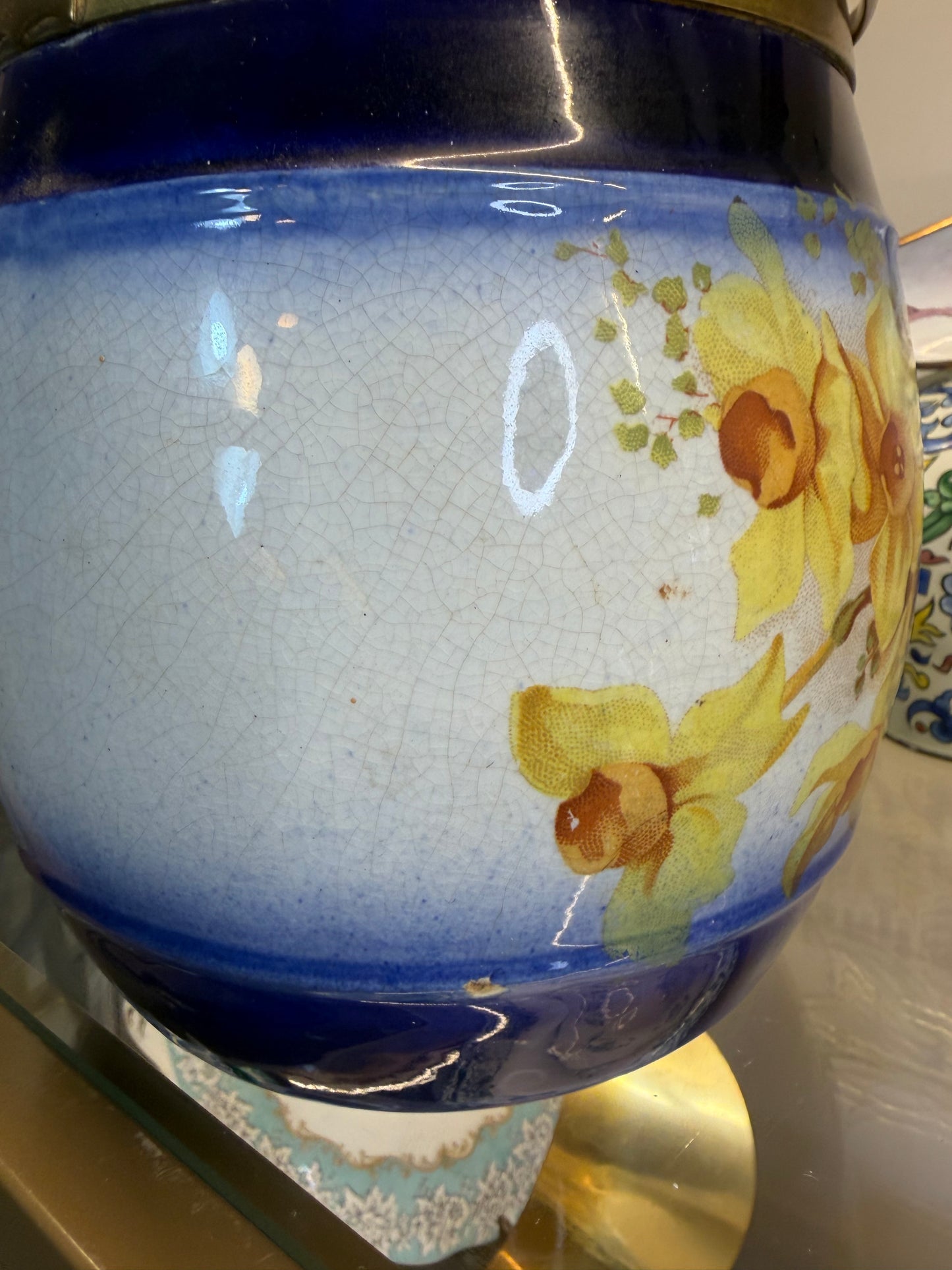 Antique floral biscuit jar!