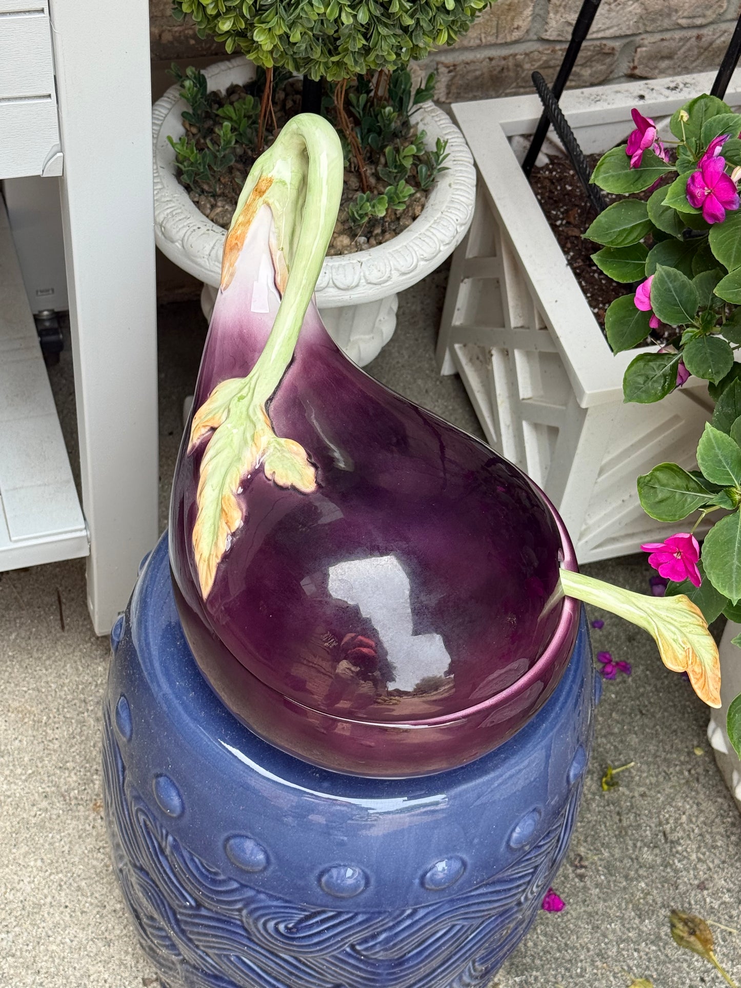 RESERVED - LAKEBABS- Vintage Fitz & Floyd Extra Large Eggplant Tureen with Ladle | 3.5 Quart