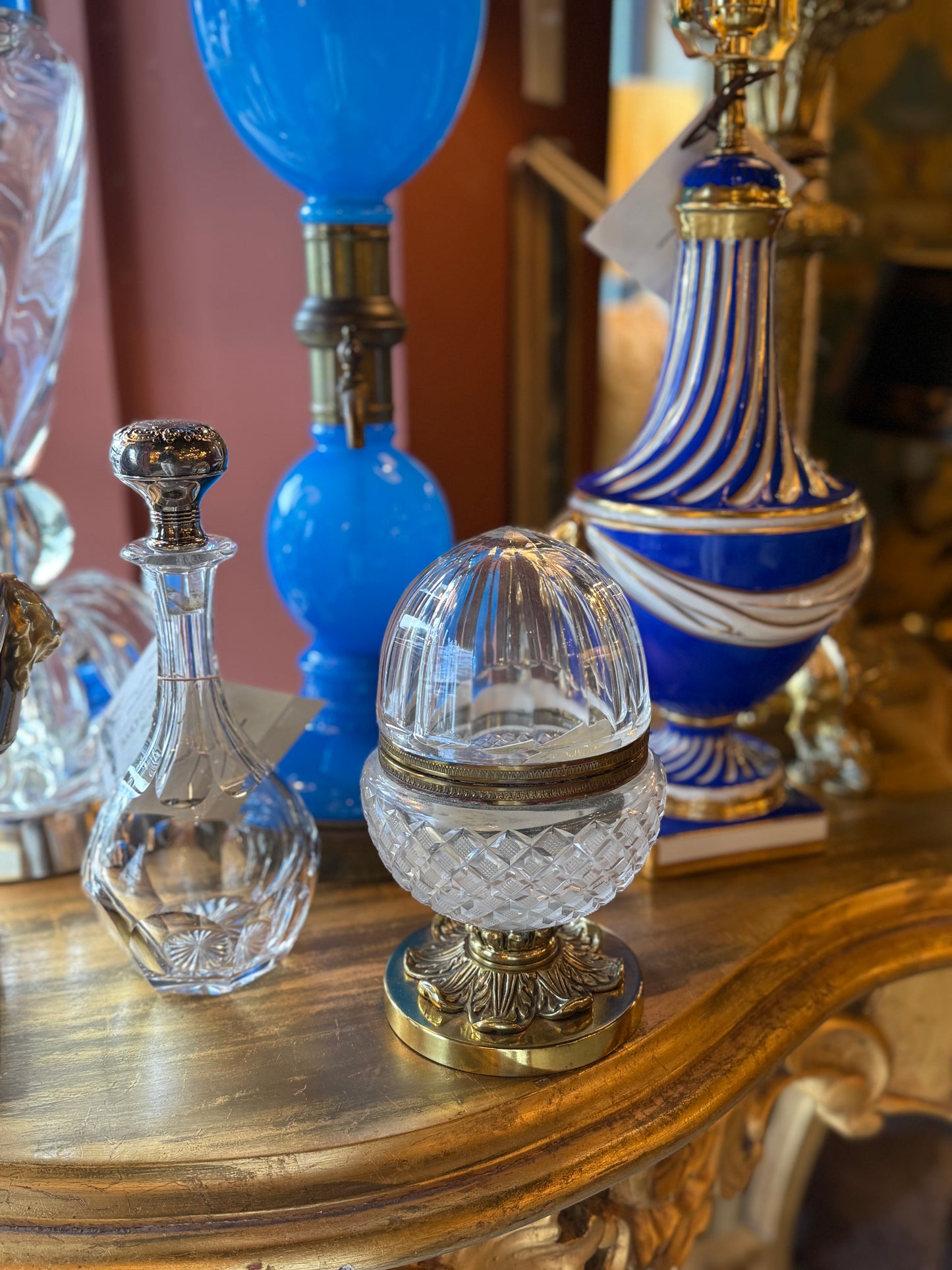 Antique Bronze-Mounted Cut Crystal Lidded Jar, c. 1890–1910