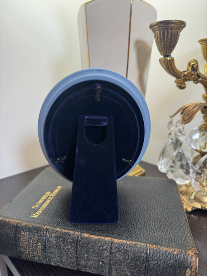 Wedgwood lavender frame with male portrait 6.5” tall
