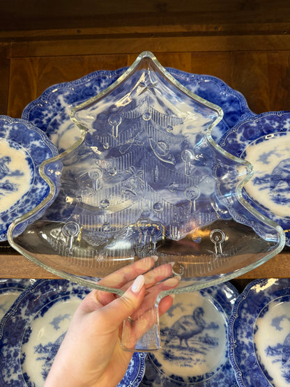 Vintage 14x12" Indiana Glass Christmas Tree Serving Tray