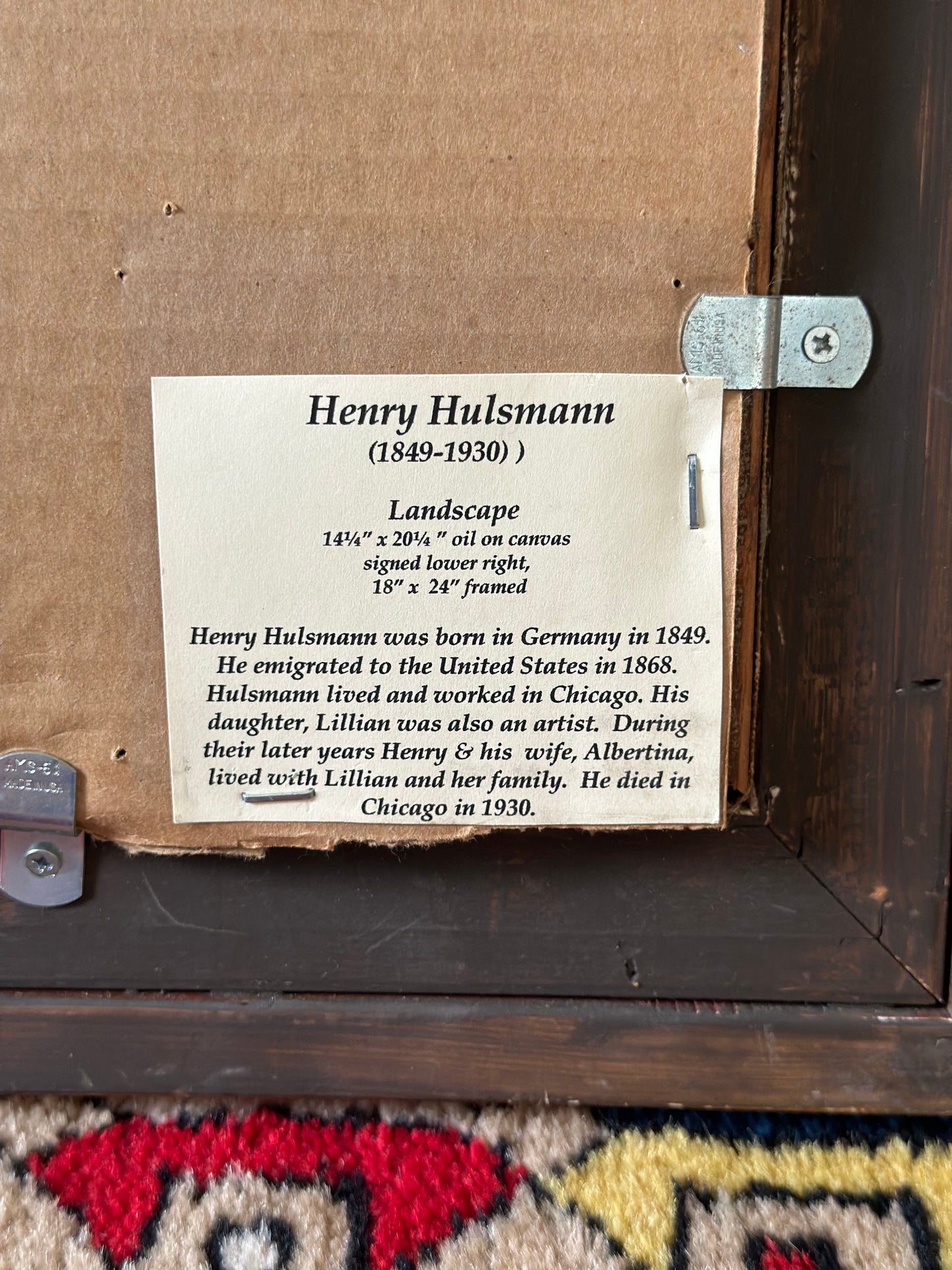 Antique Oil Painting by Henry Hulsmann (1849–1930) Framed Size: 24” x 18”