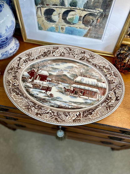 Vintage Johnson Brothers “Historic America" Holiday Platter, Made in England, 20"