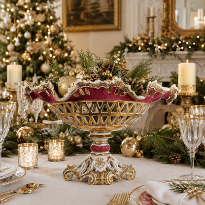 Antique Old Paris Porcelain Pompadour Pink Corbeille de Fruits | Napoleon III, 19th Century
