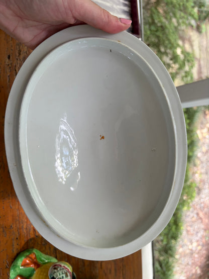 Gorgeous antique Ridgways Monterey covered dish with ribbon style handles!
